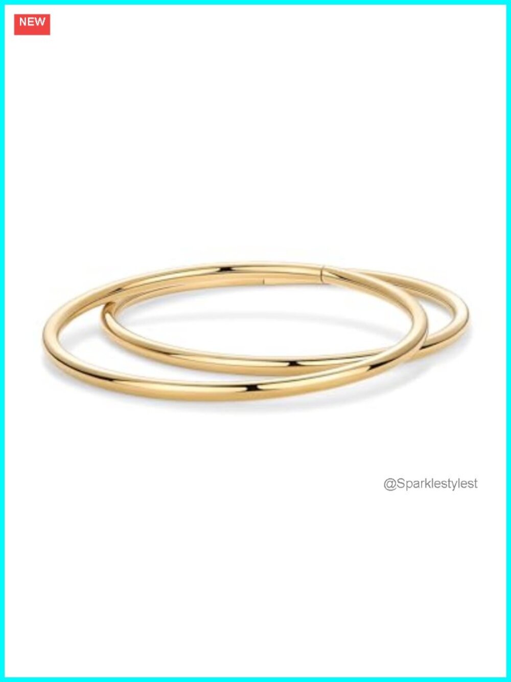 PAVOI 14K Gold Plated Stainless Steel Bangle Bracelet Set 2-Pack Adult